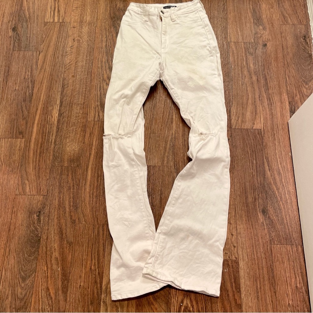 Womens Fashion Nova White Flare Jeans Size 3
